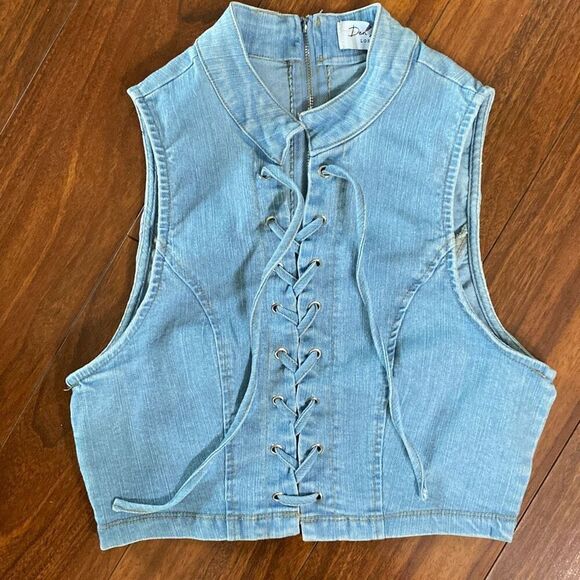 🔥3/$20🔥 Denim Blvd denim cropped vest top size XS - Picture 1 of 9
